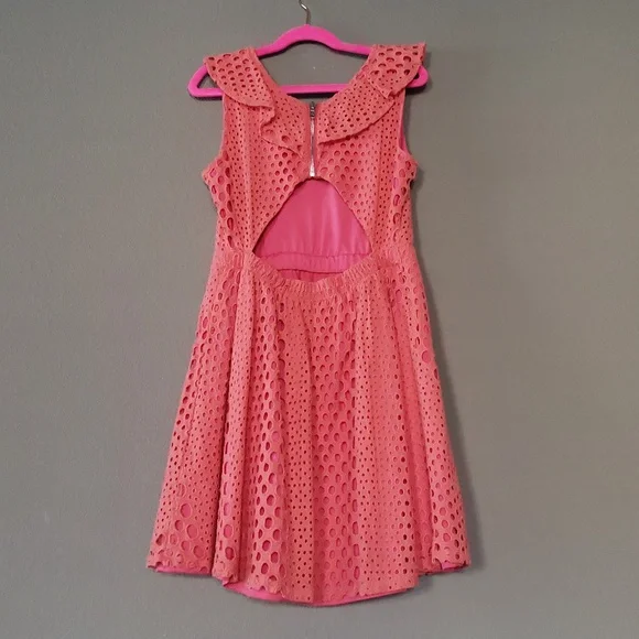 Mia Pink Eyelet Dress with Back Cutout
